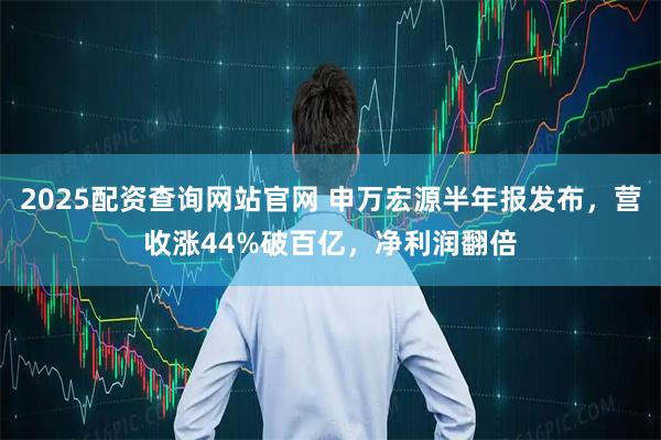 2025配资查询网站官网 申万宏源半年报发布，营收涨44%破百亿，净利润翻倍