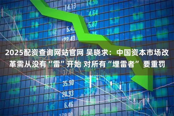 2025配资查询网站官网 吴晓求：中国资本市场改革需从没有“雷”开始 对所有“埋雷者” 要重罚